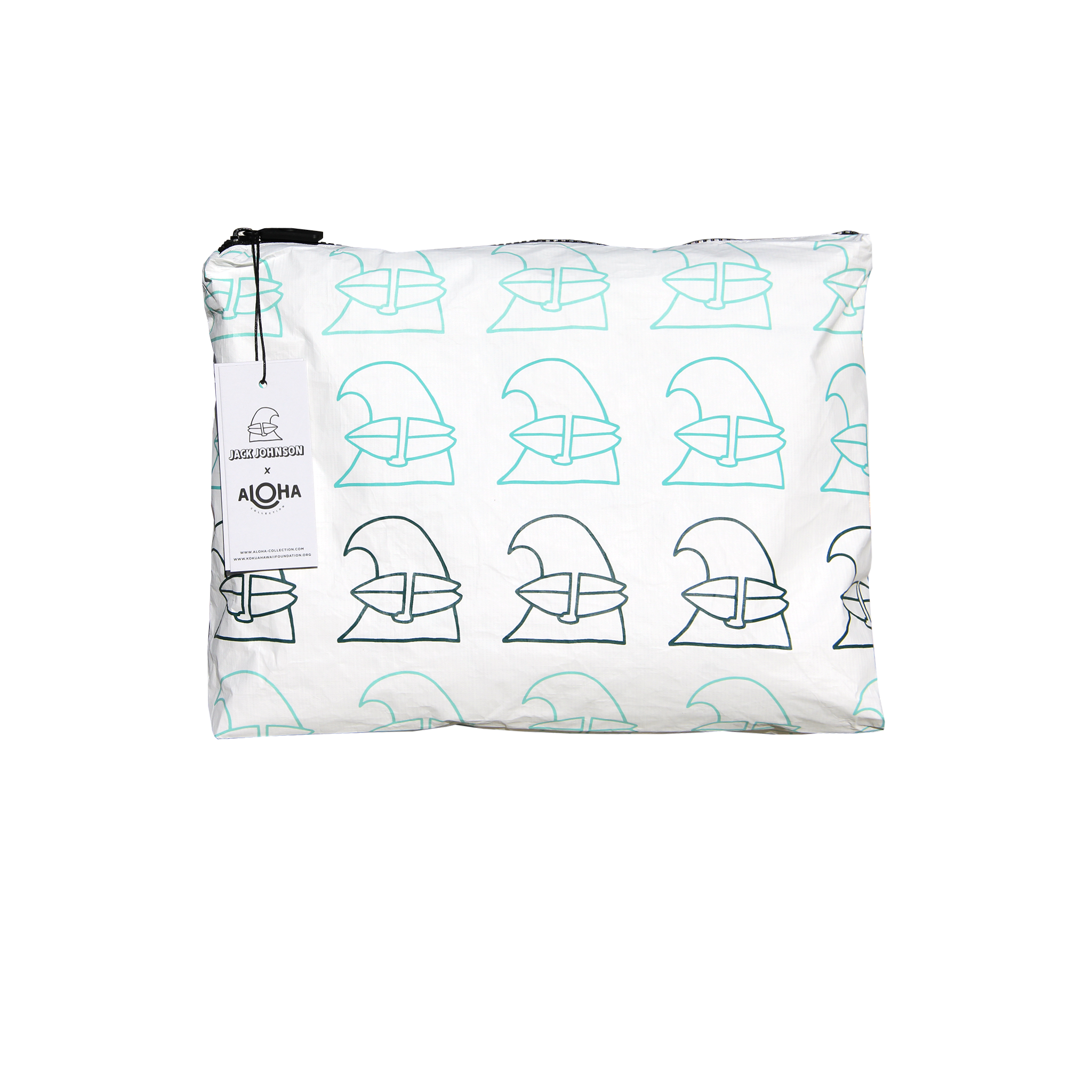 Surfing Wave Aloha Collection Medium White Pouch | Tote Bags