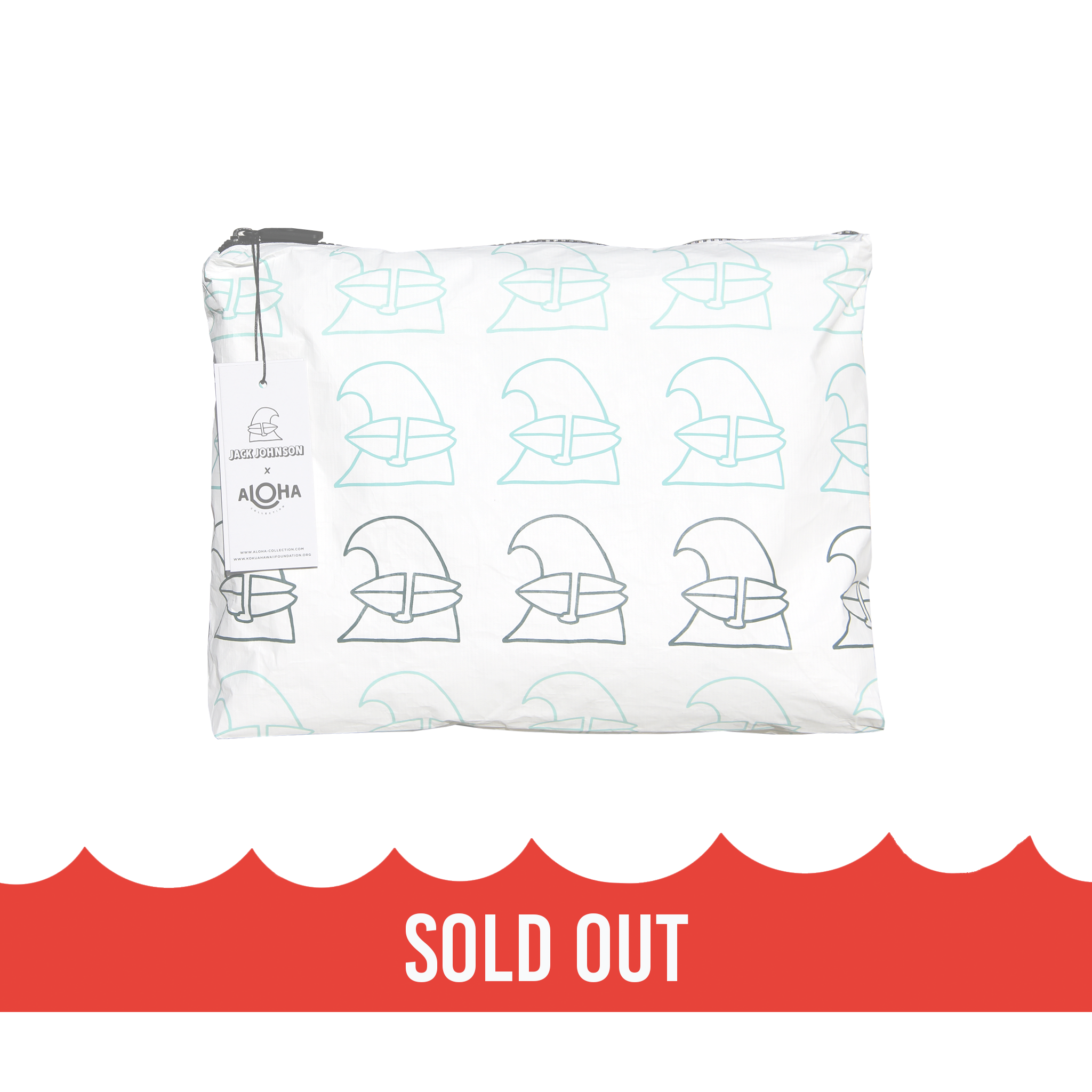 Surfing Wave Aloha Collection Medium White Pouch | Tote Bags